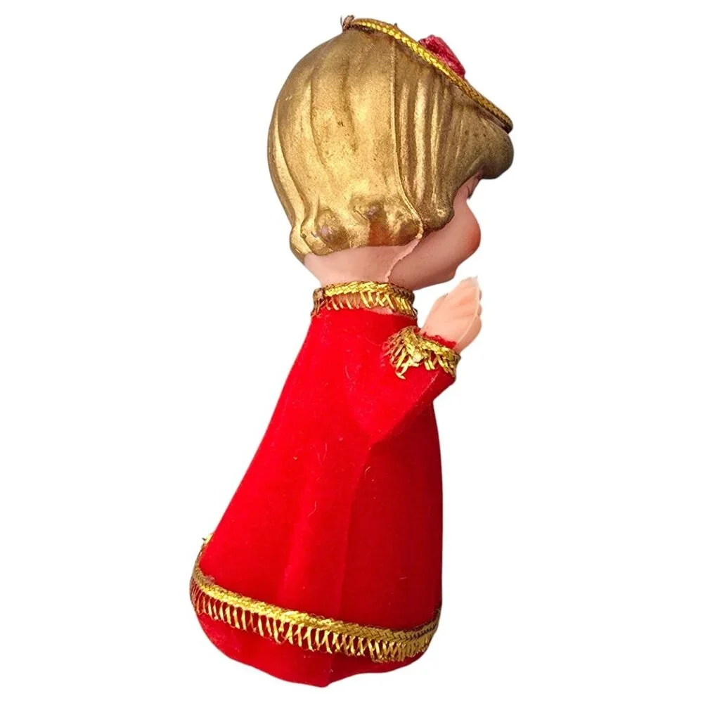 Vintage Flocked Angel Christmas Figurine Choir Girl Japan Mid Century